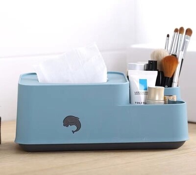 Elegant multipurpose desktop organizer for serviettes and office/make-up accessories.  Blue