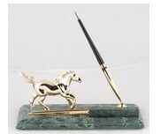 Marble Desk Set Pen Holder with Horse, Letter Opener, and 1 Pen Model 7103