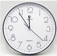 Wall Clock Round 33cm Slim Black Frame Quartz Movement Haisi 8232