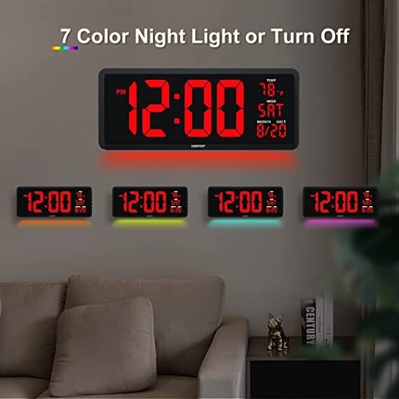 Digital LED wall clock with 16 Inch screen DD.MM.YYYY temperature
