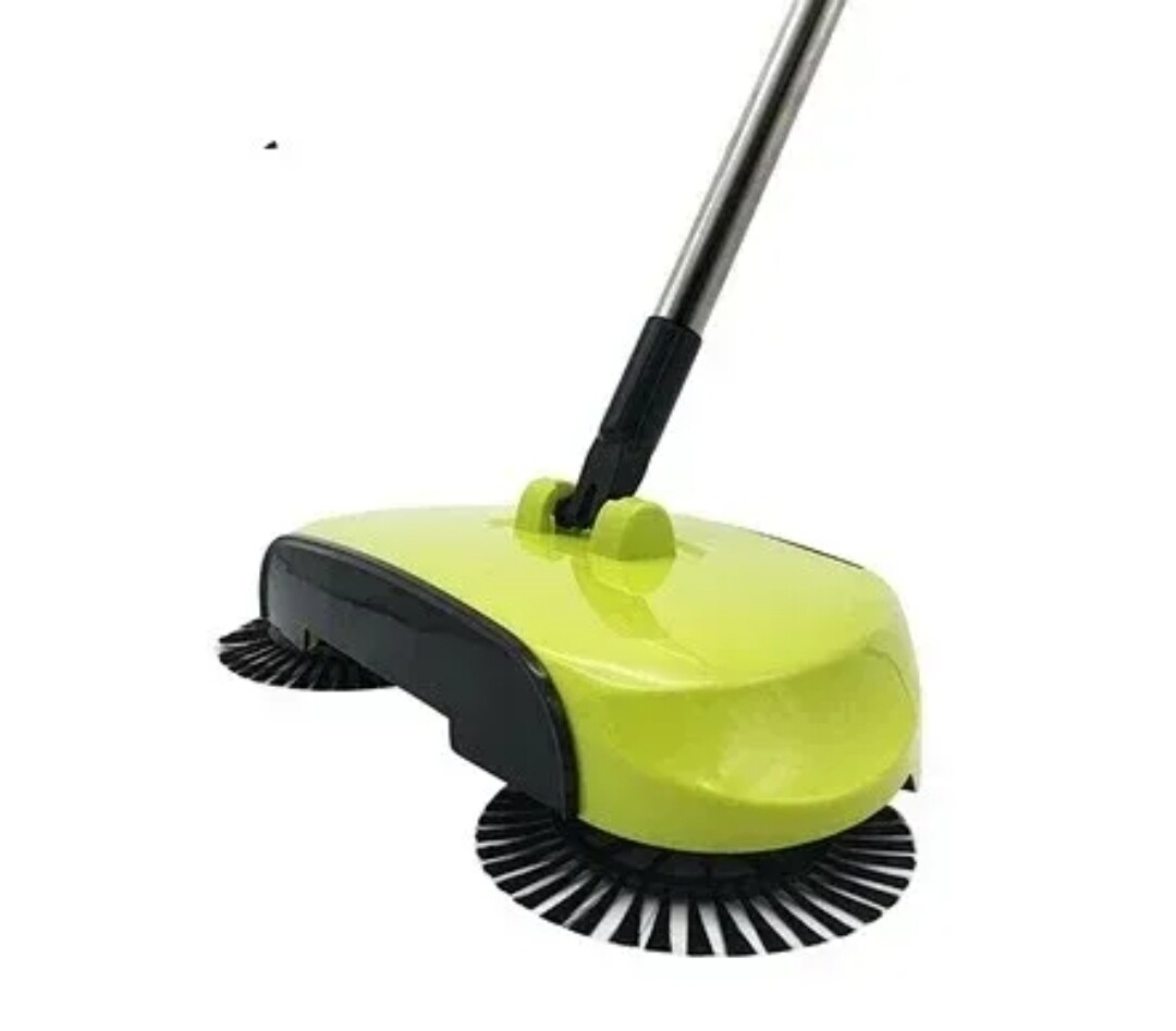 Generic Hard floor sweeper Broom with long handle. GREEN
