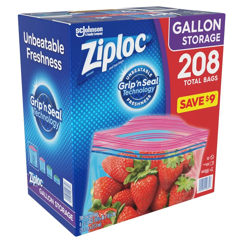 Ziploc bags 52pcs  3.7Ltrs Easy Open Tabs Storage Gallon Bags
