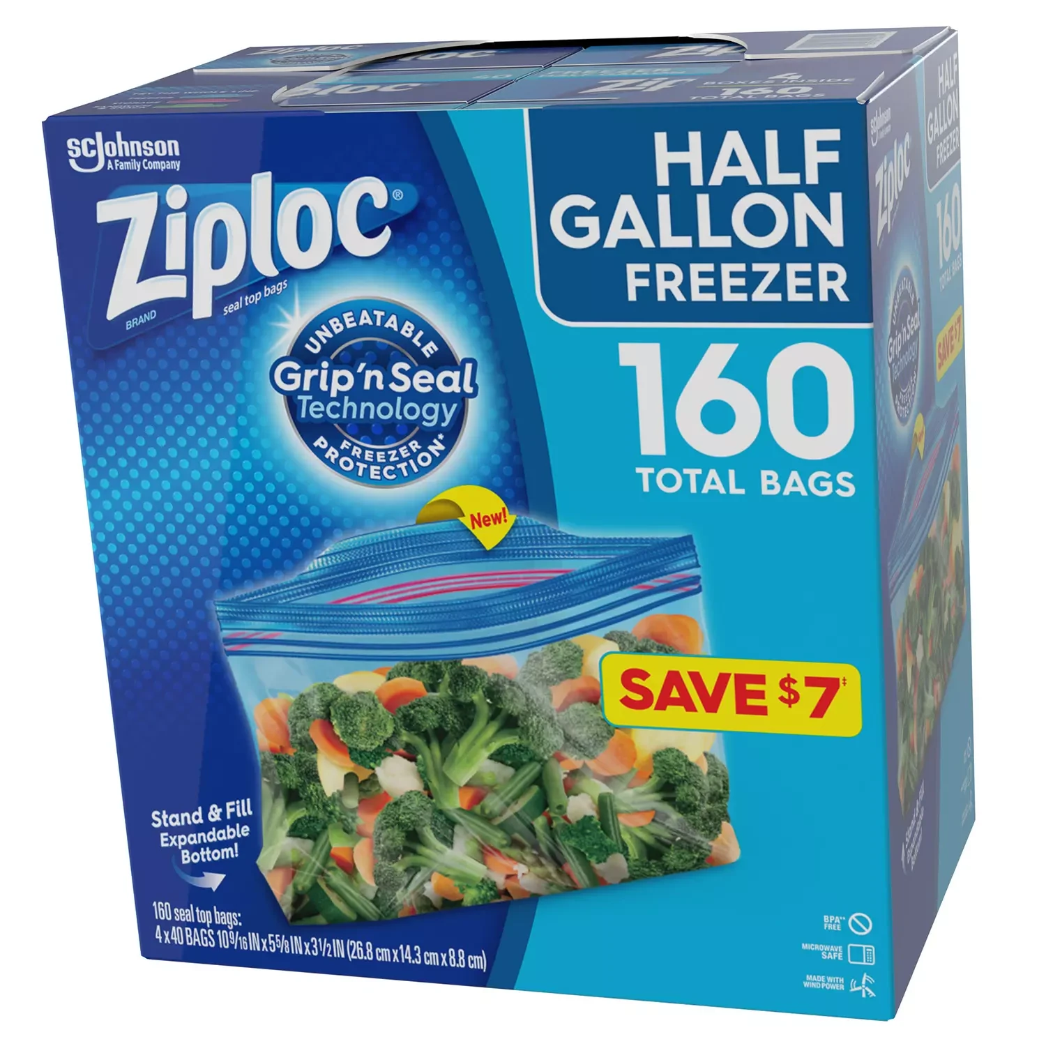 Ziploc bags 1.8Ltrs 160pcs (Half Gallon) Easy Open Tabs Storage Gallon Bags