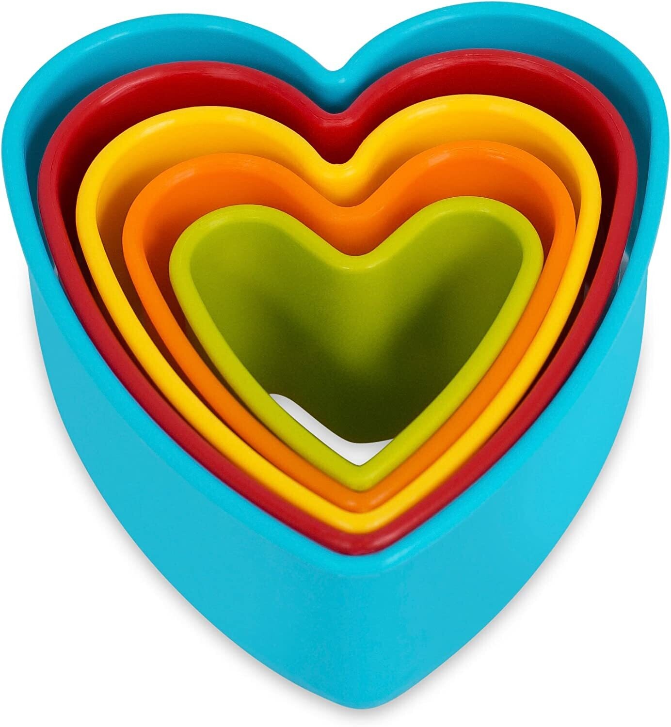 Heart Cookie Cutter - Set of 5 Plastic Shapes - Valentines Day - Heart Shaped Biscuit Sandwich Fondant Cutter Set - Mini Small Medium Large Size - Multi Color