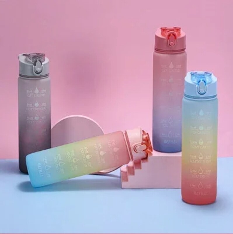 Generic 800ml Motivational Tumbler H20 Water Bottle With Time Marker &amp; Straw