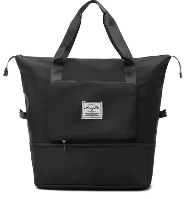 High capacity folding travel bag. Black