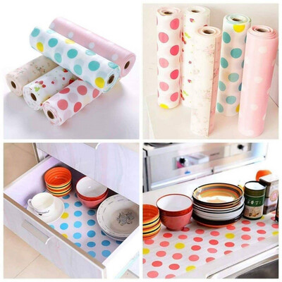 Multipurpose Generic Shelf liners roll. Drawer liners. 30x500cm (white with pink polka dots)