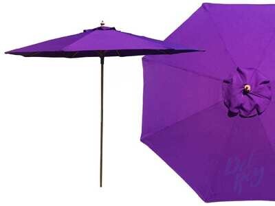 Outdoor Garden Umbrella 3.0M Dia - Purple Wooden Frame Market Umbrella