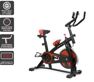 Stationary Exercise Bike 13KG Flywheel Indoor Cycling Bicycle Cardio Workout Trainer w/ Heart Pulse Sensor &amp; LCD Monitor Adjustable Resistance