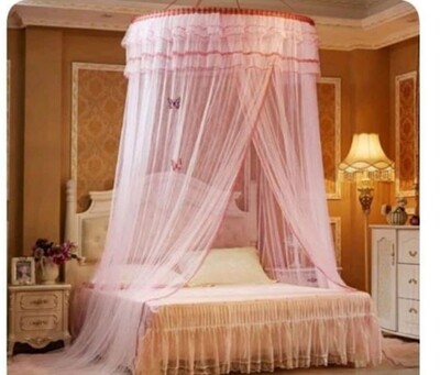 Round free size mosquito net (fits all bed sizes) Pink