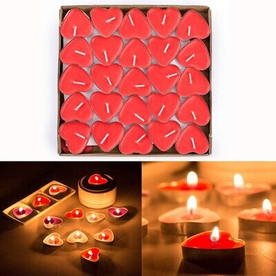 Candles Heart Shaped 50pcs, Smokeless Tealights Candle, Tea Light Candles for Birthday, Proposal, Wedding, Party, Red, Wedding Engagement, Valentines Day, Christmas RED CA02-CANDLE