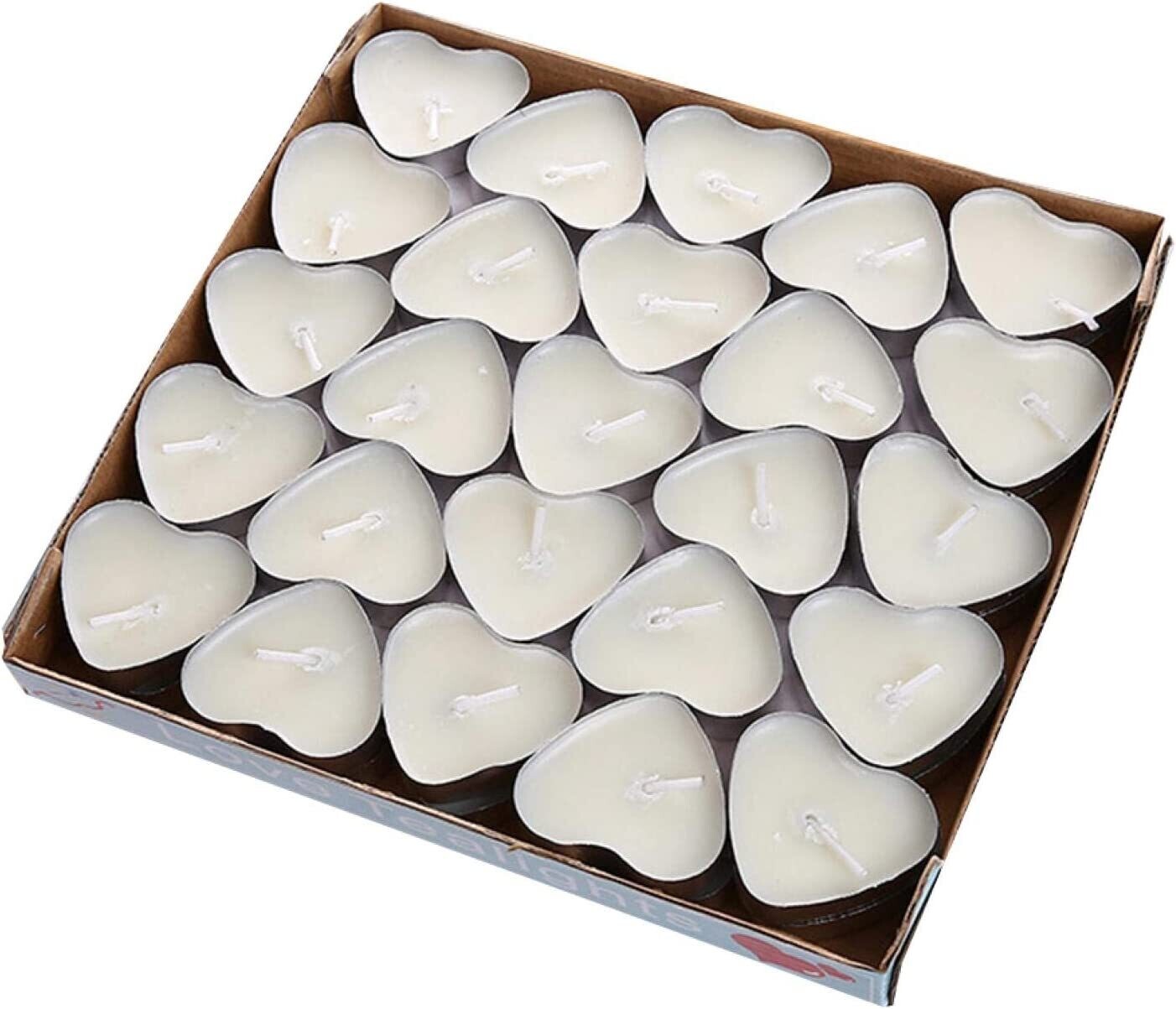 Candles Heart Shaped 50pcs, Smokeless Tealights Candle, Tea Light Candles for Birthday, Proposal, Wedding, Party, Red, Wedding Engagement, Valentines Day, Christmas WHITE CA02-CANDLE