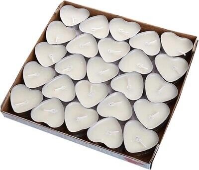 Candles Heart Shaped 50pcs, Smokeless Tealights Candle, Tea Light Candles for Birthday, Proposal, Wedding, Party, Red, Wedding Engagement, Valentines Day, Christmas WHITE CA02-CANDLE
