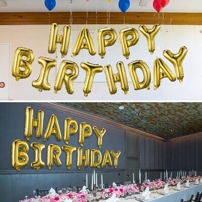 Happy Birthday Banner 3D Gold Lettering Foil Letters Inflatable Party Décor and Event Decorations for Kids and Adults Reusable, Ecofriendly Fun