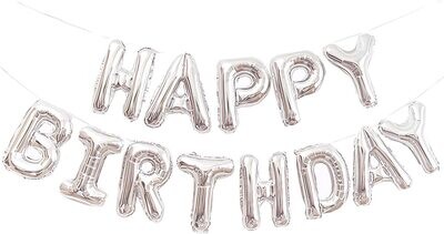 Happy Birthday Banner 3D silver Lettering Foil Letters Inflatable Party Décor and Event Decorations for Kids and Adults Reusable, Ecofriendly Fun