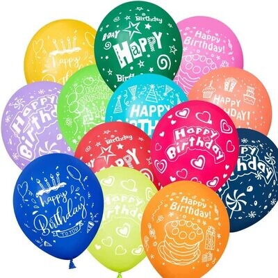 Happy Birthday Balloons 50PCS Colorful Latex Balloons with "Happy Birthday" Printed for Kids Birthday Party Decoration