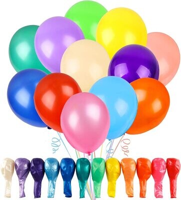 Balloons Assorted Color 100 colors 12 Rainbow Latex Balloons, 12 Bright Color Party Balloons for Birthday Baby Shower Wedding Party Supplies Arch Garland Decoration