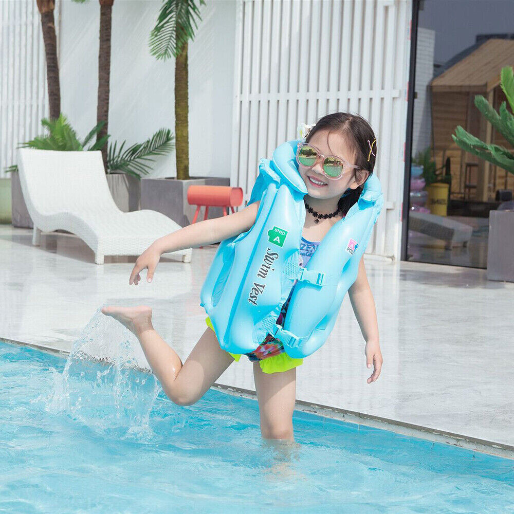 SY Fashion Kids Floaters Inflatable Swimming Jacket Vest SC-LJ300 52x45cm large (10-14yrs) Blue
