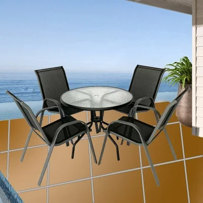 Luxurious 4-Seater Patio Furniture Set - 5-Piece Outdoor Table & Chairs Set (Model YJ-8)