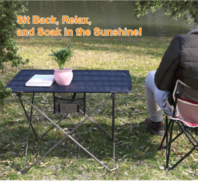 Outdoor Camping Table Portable Folding Desk Furniture Picnic Folding Table With Black Top, In Bag KS-6025