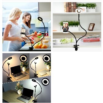 Clamp Phone Holder with Ring Light | Phone charging Station SH-12WSL