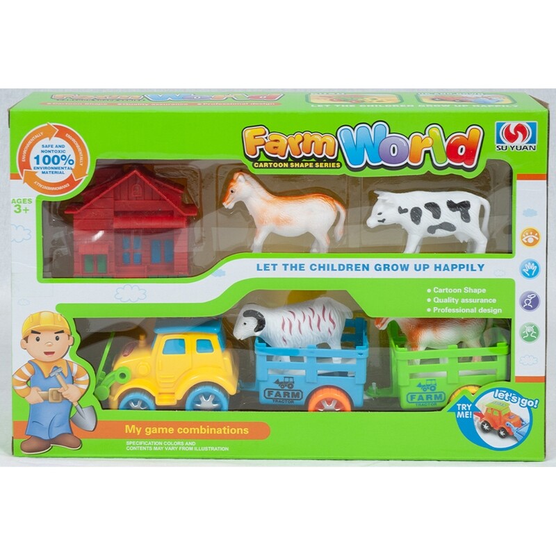 Farm world animal with house &amp; truck in window box 998-38G1