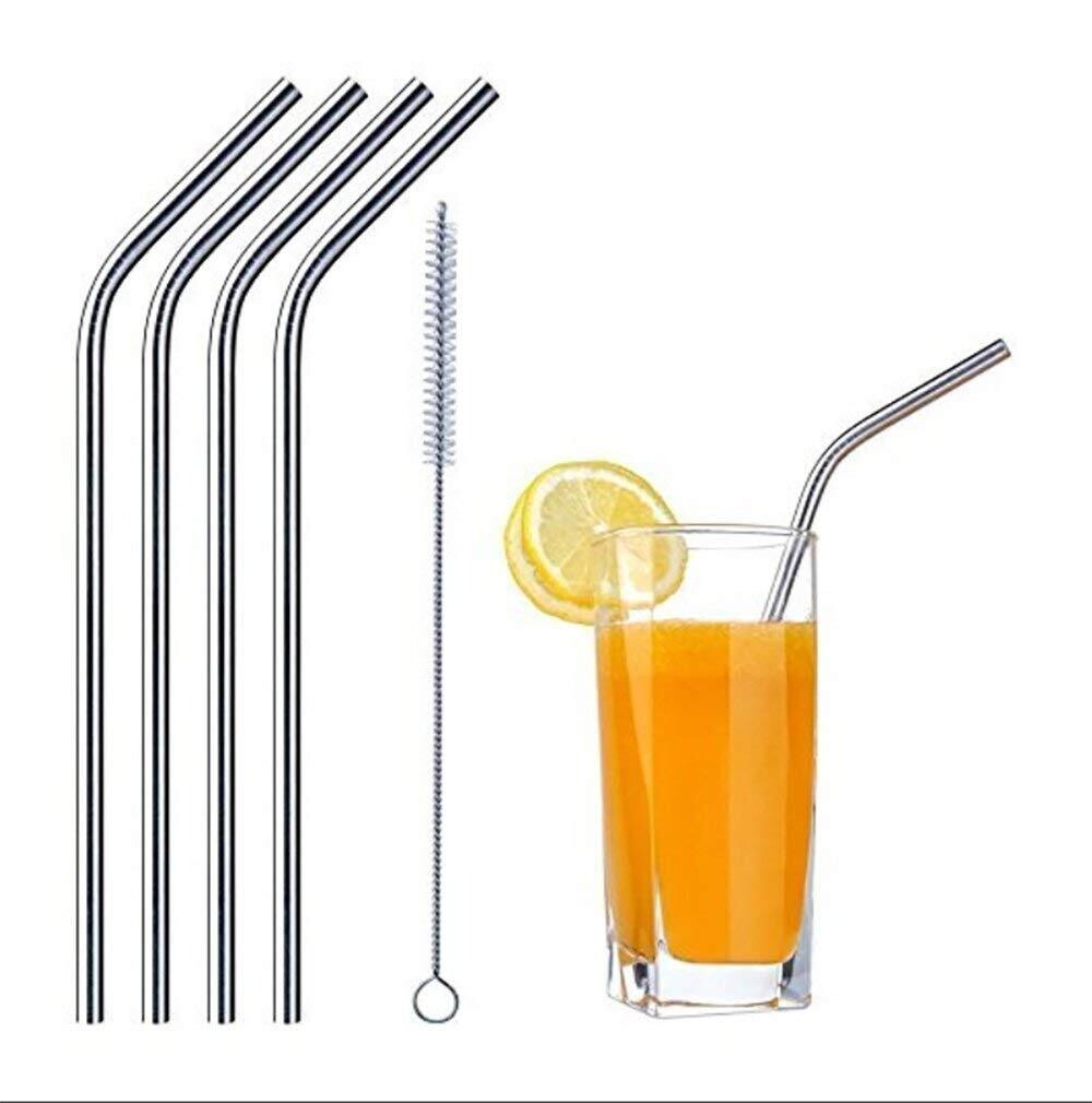 Stainless Steel  straws 5pcs  metallic straws with a cleaning brush Reusable  Food Grade Beverage Drinking Straws  #0057