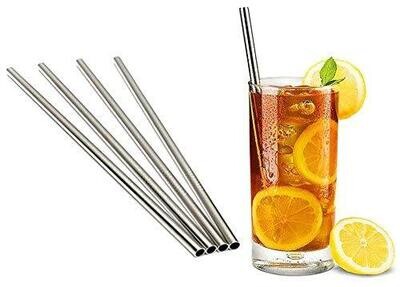 Stainless Steel  straws 7pcs  metallic straws with a cleaning brush Reusable  Food Grade Beverage Drinking Straws  #0071 straight
