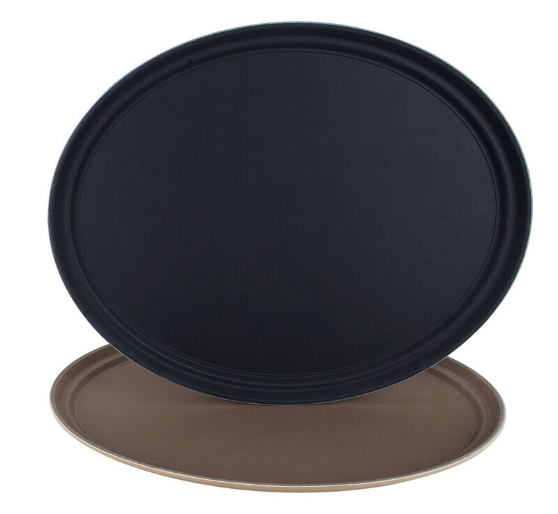 Round Fiber Glass Non slip tray. Hotel serving tray, Surface rubber bottom fiberglass 59X49CM ROUND. 2500FB