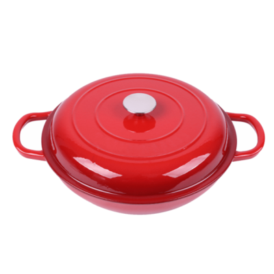 Cast Iron Shallow Round Pot 24cm Red Bon Appetit  slow cooking pot