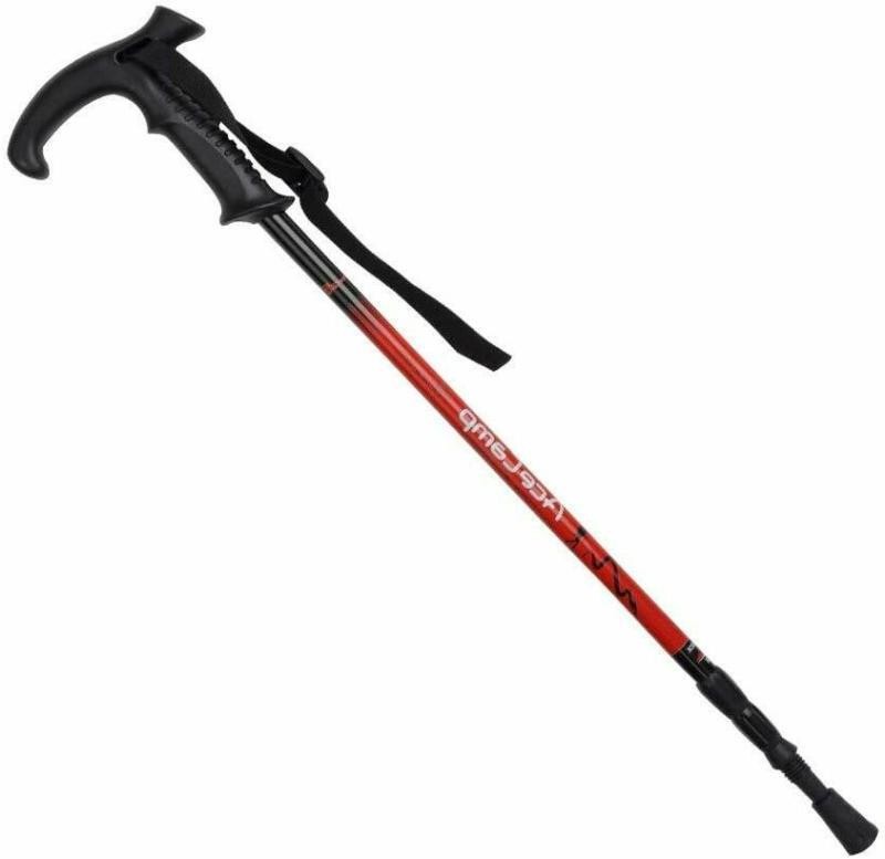 Acecamp 2623 aluminium telescopic trekking pole with angled handle. RED