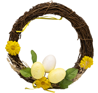 Easter Eggs On Decorated Wreath 26cm Diameter #5848