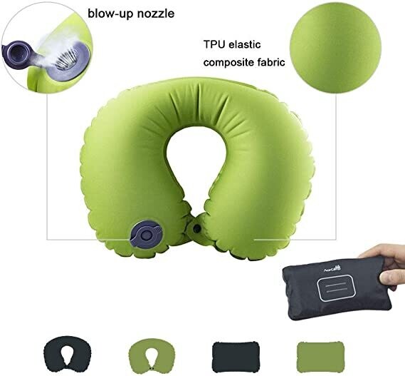 AceCamp Inflatable Air Pillow - Comfortable, Lightweight, Compact, Portable (Green-u)