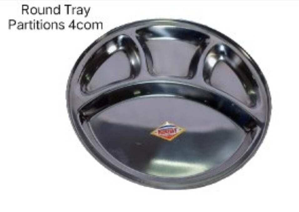 Redberry stainless steel round tray 4 partitions