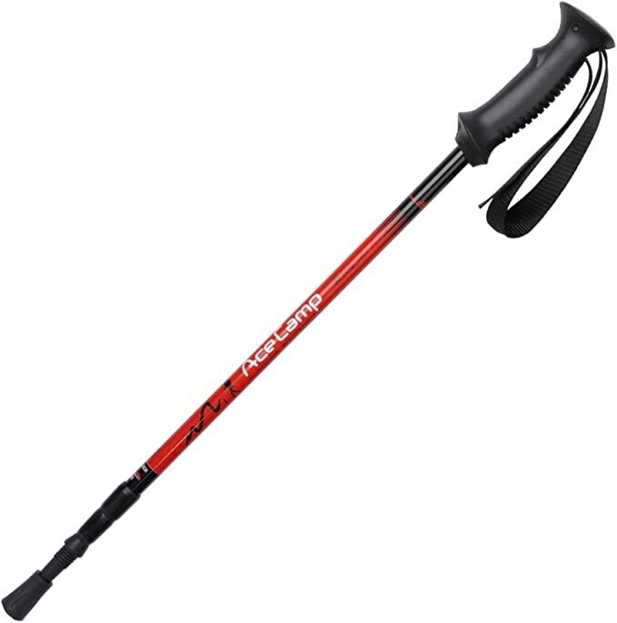 AceCamp 2605 Aluminum Telescoping Trekking Pole with Straight Handle, Red