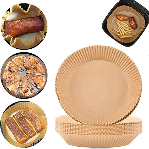 Air fryer parchment paper. Air Fryer Disposable Liners 100pack,20cm*4.5cm Disposable air fryer liners Round paper liners for air fryer basket, microwave, oven, pressure cooker