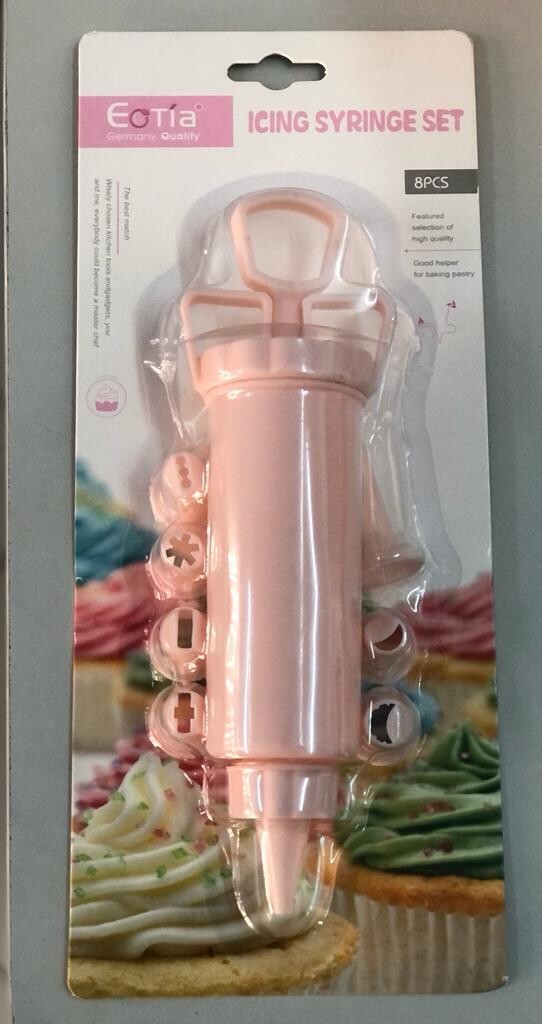 Decorating Syringe Set, 8pc Cupcake Frosting Filling Injector with Plastic Icing Nozzles and Piping Syringe Nozzles Kits for Cake Cookies #3533