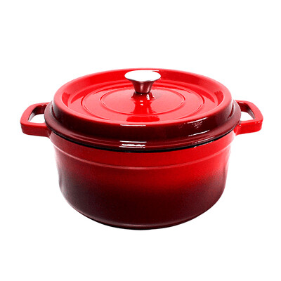 Cast Iron Pot -Round 26cm Bon Appetit #HM-BA173 slow cooking post red