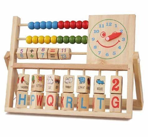 Wooden Abacus &amp; Letter Clock in 1 - Model 3920-ECD