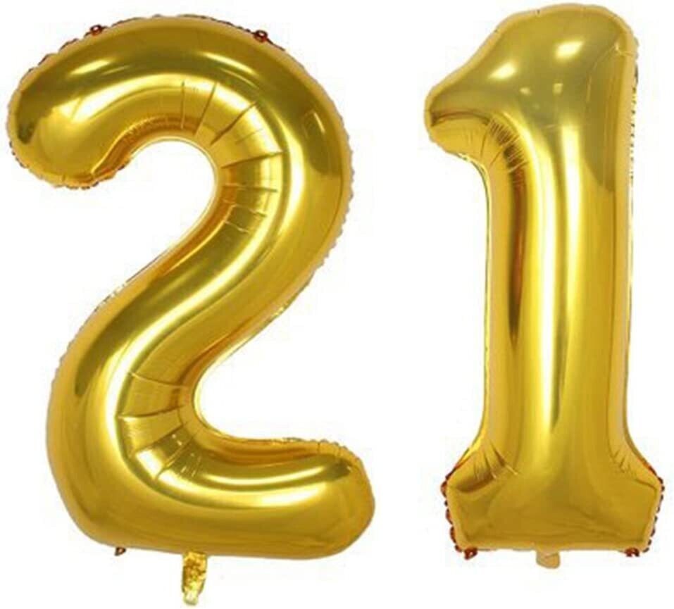 Gold Foil  balloon 21st birthday 30"  Digital Number Balloons, 21st Birthday Decoration for Girls or boy Men, 21 Year Old Birthday Party Supplies (Number"21")