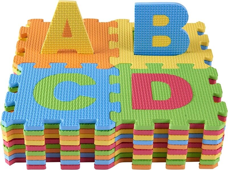 Kids Foam Play Mat (10cPiece Set) 30x60cm Interlocking Alphabet and Numbers Floor Puzzle Colorful EVA Tiles Girls, Boys Soft, Reusable MAT-ALP