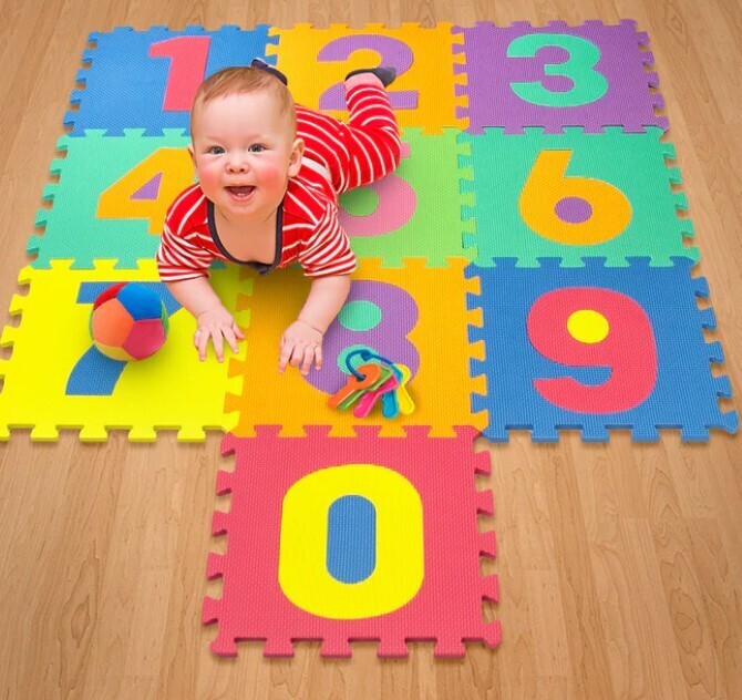 Colored Number EVA Foam Floor Mats10Pcs/Pkt - Number  Interlocking mats 30X30X1Cm MAT-NUMBER
