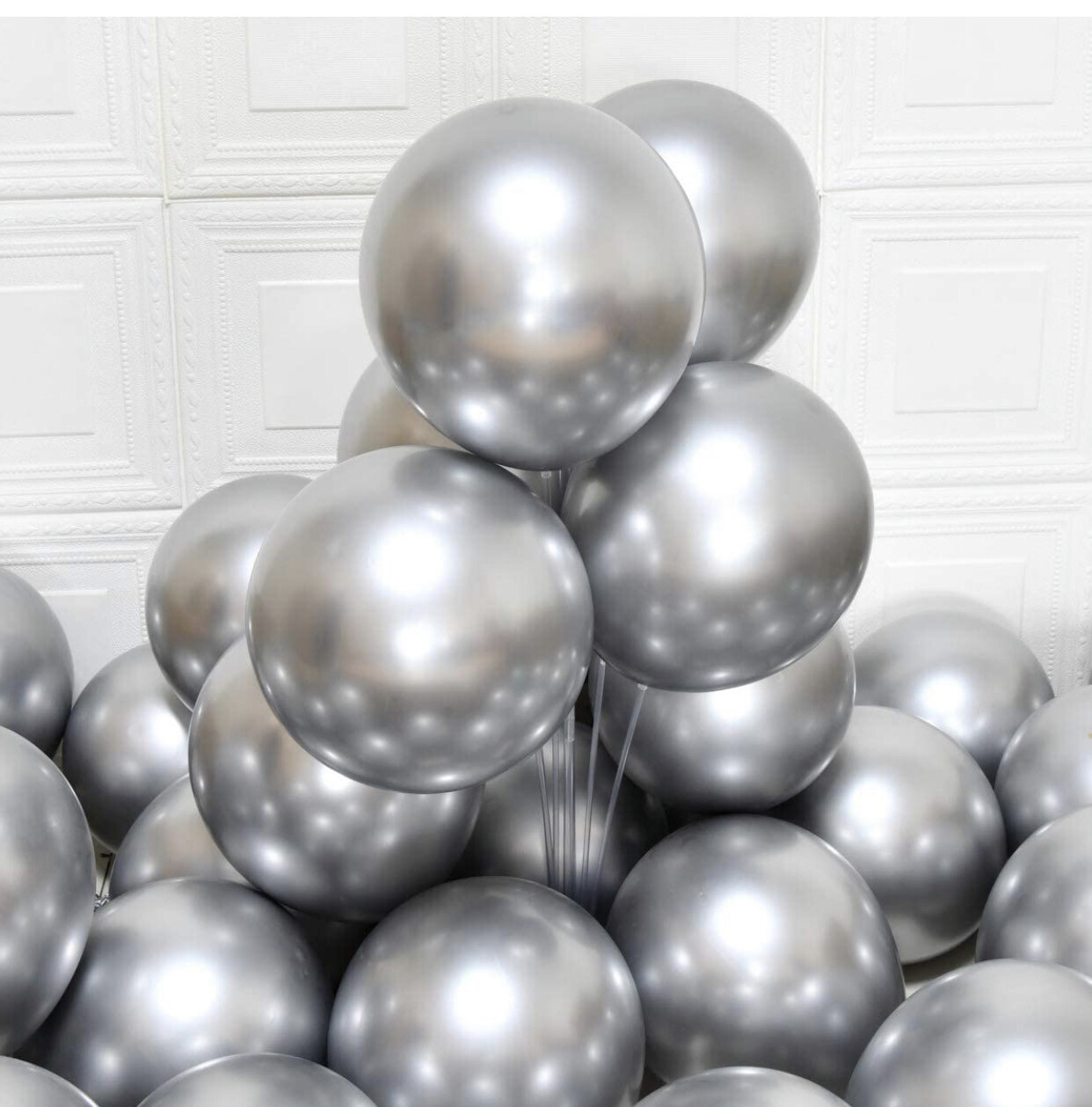 Balloons 50pcs pack Silver Latex Balloons for Valentine ,Wedding Graduation Baby Shower Birthday Party Decorations