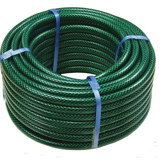 PVC Braided Water Hose, Green Size: 1" X 15 MTS