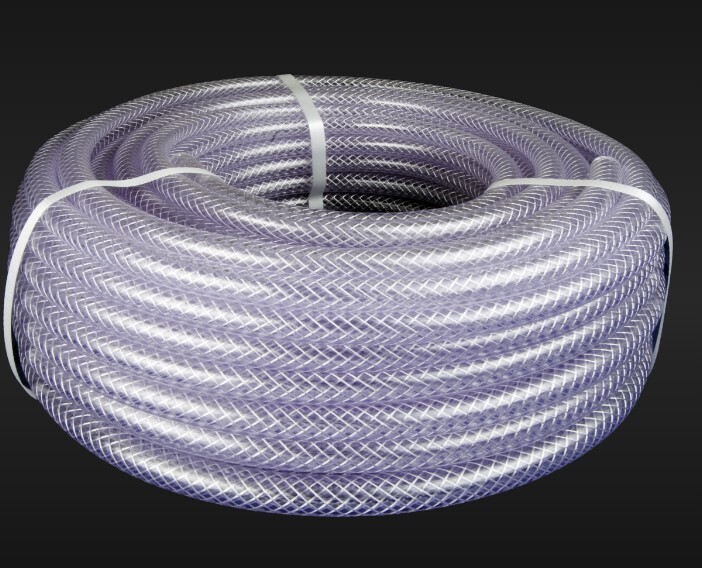 PVC Braided Water Hose, Clear Size: 1/2" X 50 MTS