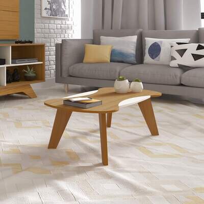 Artely Nicole Oval Coffee Table - Freijo Brown with Off White