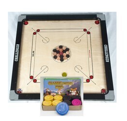Connate Carrom Board Size 30X30X2inch Complete With Carrom Men & Striker Camel Gold