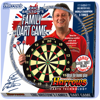 Harrows Family Dart Game Set - Eric Bristow Edition: 2 Games in 1 with 6 Darts model HARROWS-FAMILY