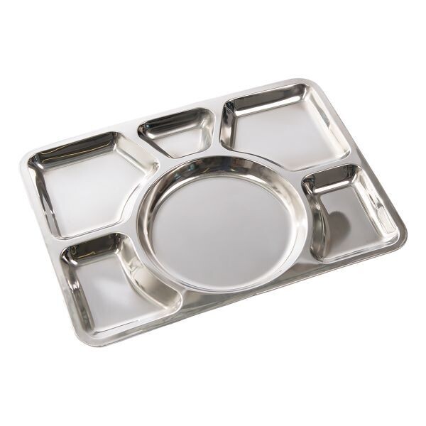 Vinod stainless steel compartment tray 6 division rectangular 40x30cm