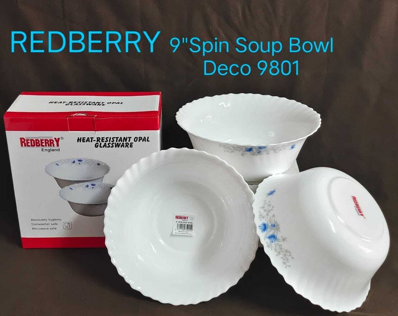 Serving bowls opal glass bowls 3pcs 9inches Redberry premium range #9801 spin bowl